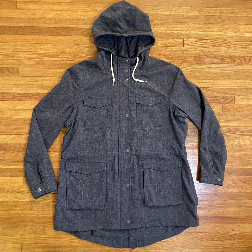 Duluth Trading Co Jacket Mens XL Blue Hooded Nylon Blend Pockets